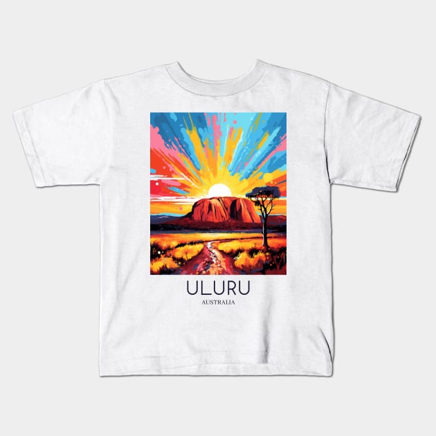 A Pop Art Travel Print of Uluru / Ayers Rock - Australia Kids T-Shirt by Studio Red Koala